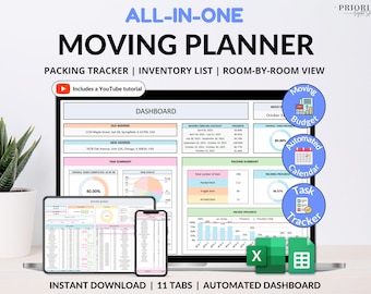 Moving Planner Google Sheets First House Moving Excel Spreadsheet Packing Box Inventory New Apartment Template Task Checklist for Relocation