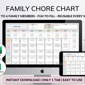 Familien Tabelle für die tägliche Haushaltsführung Google Sheets Vorlage Planer