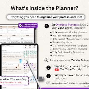 onenote digital planner for work 2026 hyperlinked weekly planner template onenote project management planner dated digital planner for professionals onenote calendar template business planner one note productivity planner 2026 onenote planner for organization