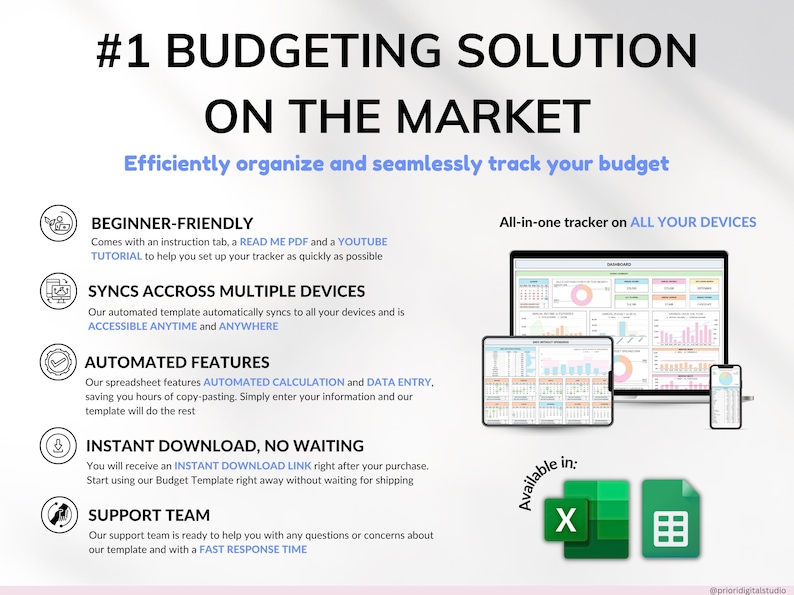Paycheck Budget Spreadsheet Monthly Budget Weekly Budget Biweekly Debt Tracker Bill Tracker Financial Planner Excel Template Google Sheets