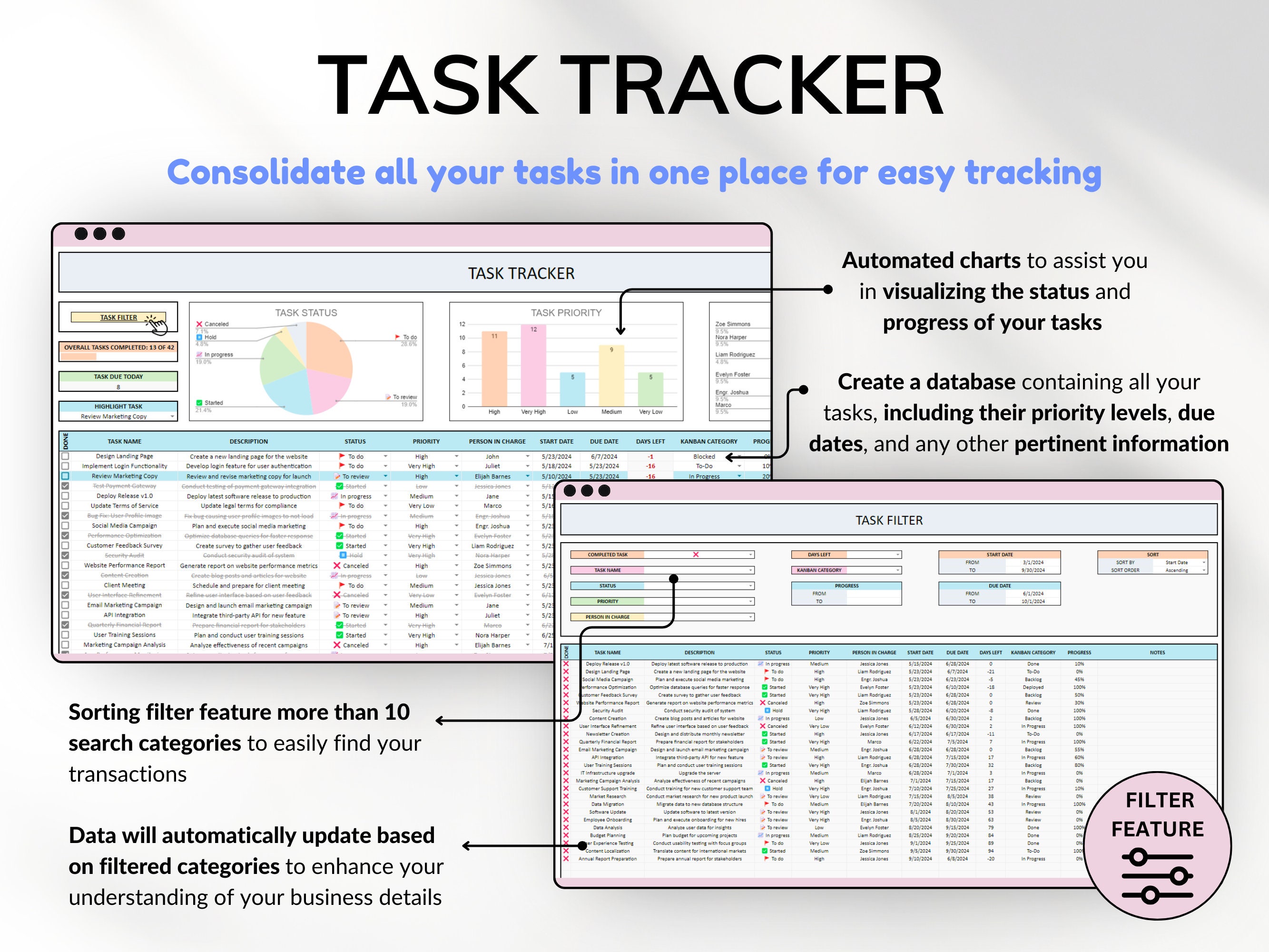 Project Management Tool for Small Business Project Planner Task Tracker ...