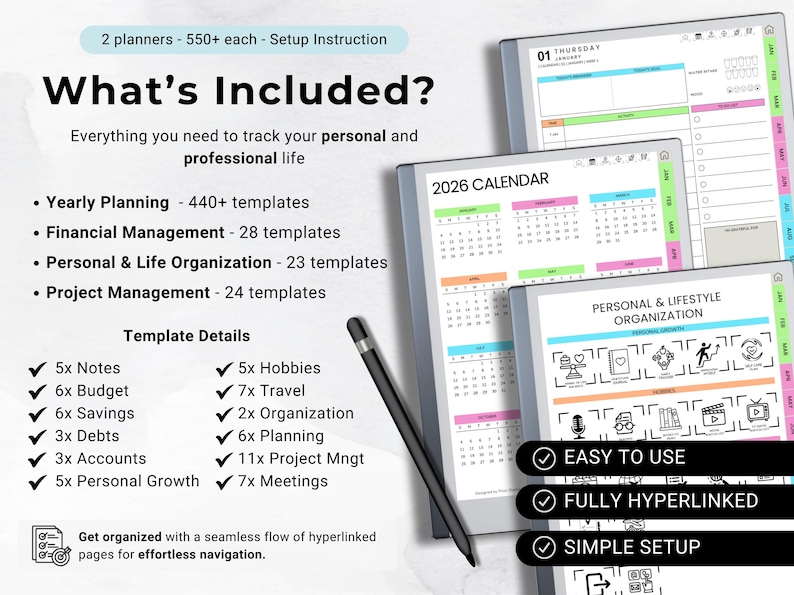 Daily Digital Planner 2026 for Remarkable 2 Template Minimalist ...