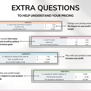 Pricing Calculator for Small Business Google Sheets Excel Business Tracker Handmade Products Pricing Template Profit Margin Pricing Guide