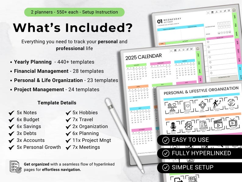 Remarkable Digital Planner 2025 2026 Daily Planner Remarkable 2 ...