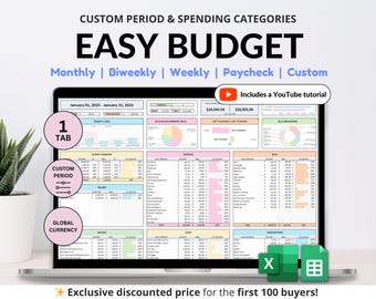 Budget Planner for Google Sheets Paycheck Budget Spreadsheet Excel Template Weekly Budget Biweekly Monthly Budget Income and Expense Tracker