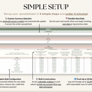 Ultimate Debt Dashboard spreadsheet to track and pay off debt with snowball, avalanche, or custom strategy with custom payment amounts. Includes debt payoff tracker, debt payoff spreadsheet, credit card and loan tracker, mortgage and student loan payoff calculator, credit score tracker and credit utilization tracking, monthly dashboard, repayment calculator. Google Sheets and Excel debt tracker for personal finance, budget planner, financial planner.