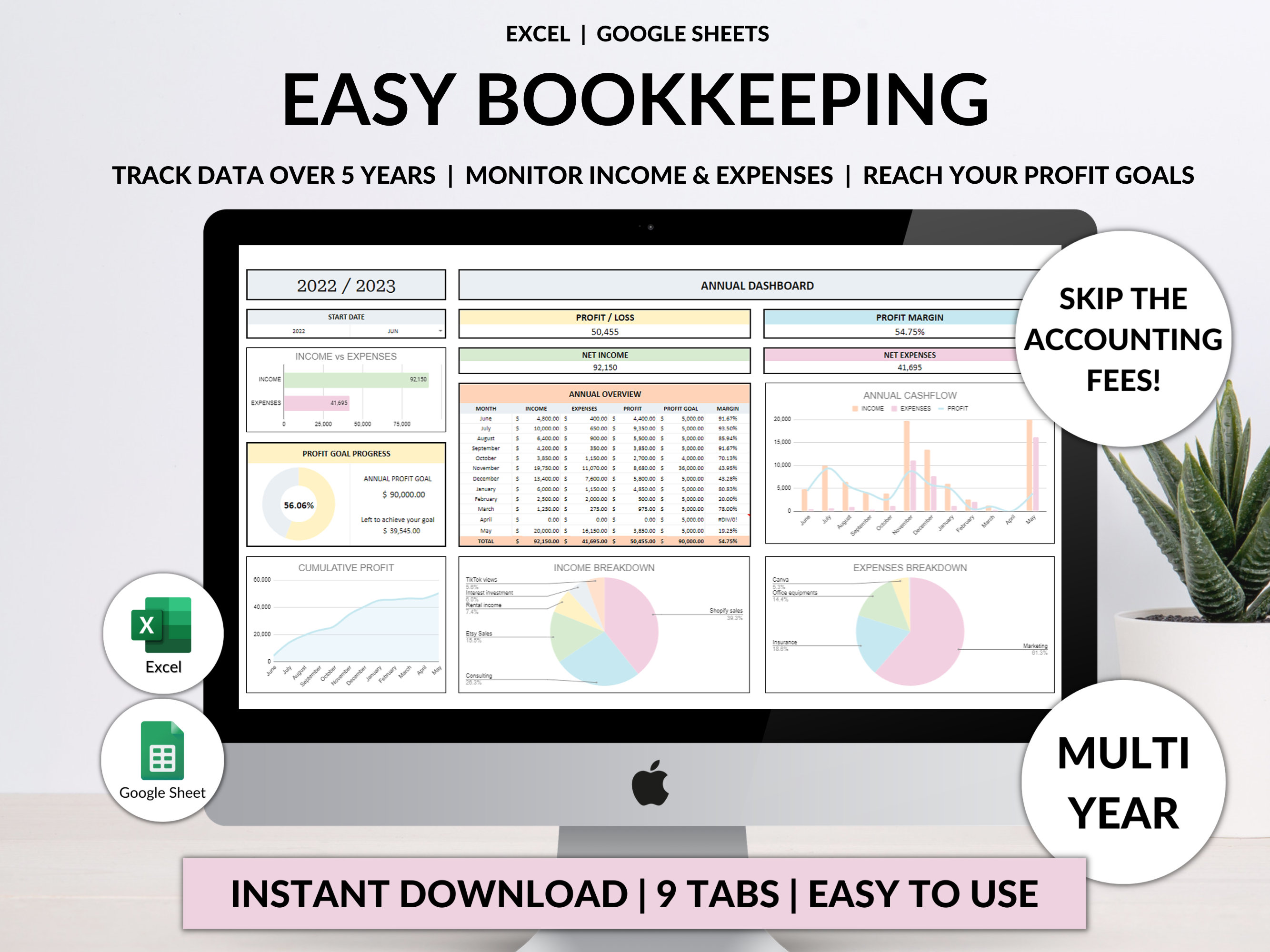 Small Business Bookkeeping Spreadsheet Google Sheets Excel Business ...