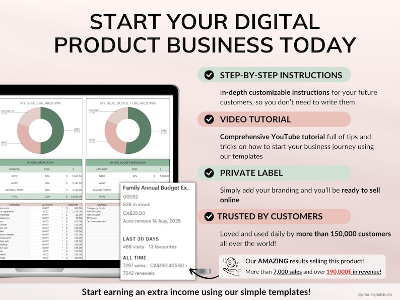 PLR Monthly Budget 50/30/20 Annual Budget Planner Commercial Use PLR Google Sheets Spreadsheet Master Resell Rights PLR Budget Template