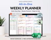 Weekly Planner Daily Task Tracker Spreadsheet Google Sheets ADHD Weekly Planner Excel Time Block Planner To Do List Productivity Planner