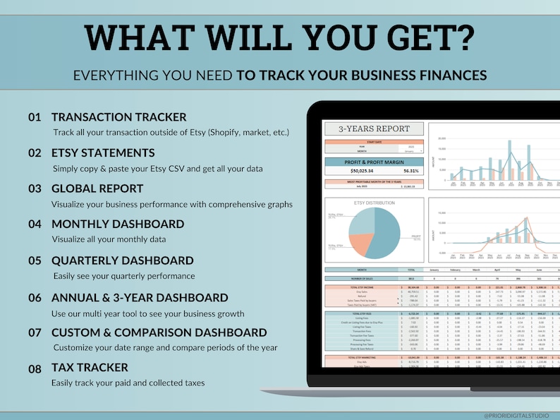 Etsy Bookkeeping Spreadsheet Small Business Bookkeeping Income Expense Profit Tracker Google Sheets Excel Accounting Template Tax Tracker
