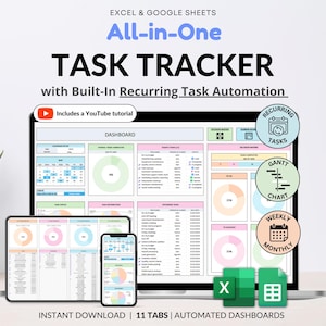 Task Tracker Spreadsheet Template Google Sheets Digital To-Do List Excel Daily Task Priority List Work Organization Team Project Management