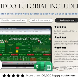 All-Occasion Gift Tracker Spreadsheet for birthdays, weddings, baby showers, and special occasions. Track recipient names, gift ideas, stores, budgets, and spending in one easy dashboard. Monitor progress for each gift, compare budget vs actual costs, and keep everything organized. Works with any currency and simplifies gift planning, shopping, and budgeting for stress-free gifting all year round.