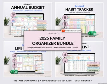 Family Budget Spreadsheet Google Sheets Budget Life Planner Spreadsheet Organization Planner Template Habit Tracker 2025 Digital Planner