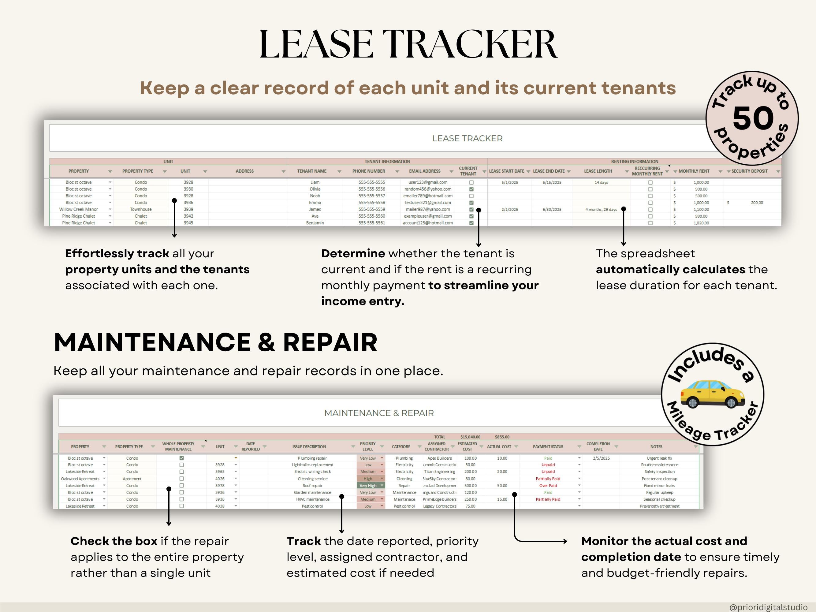 Rental Property Tracker Google Sheets Landlord Spreadsheet Multi ...
