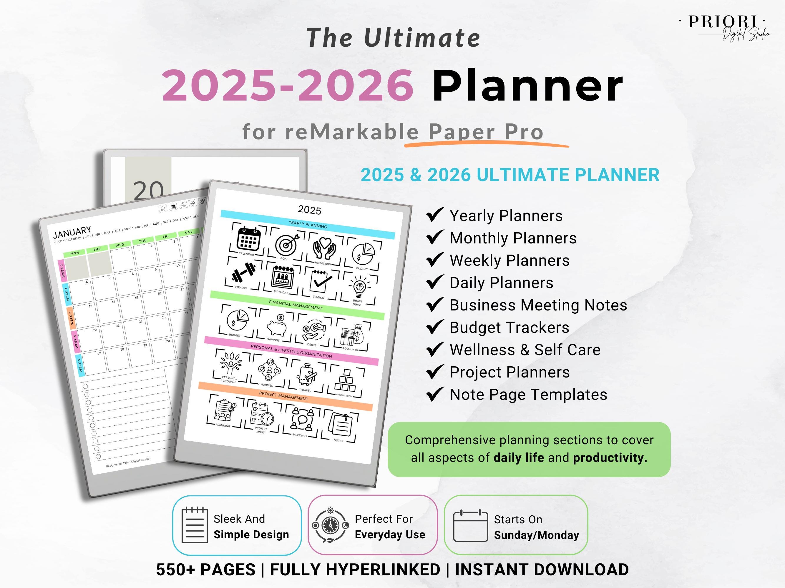 Remarkable Digital Planner 2025 2026 Daily Planner Remarkable 2 ...
