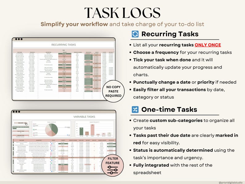 Task Tracker Spreadsheet Template Task Management Google Sheets To-do ...