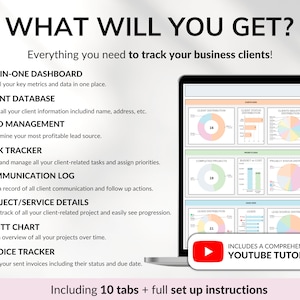 Client Tracker Spreadsheet for Small Business w/ Task Tracker Customer CRM Dashboard Google Sheets Excel Lead Management Invoice Tracker