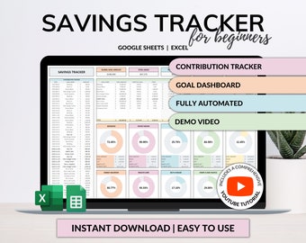 Savings Tracker Sinking Funds Tracker Google Sheets Excel Spreadsheet Savings Template Money Savings Planner Goal Tracker Personal Finance