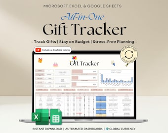 Gift Tracker Spreadsheet Google Sheets Birthday Gifts Tracker Wedding Gifting Budget Tracker Baby Shower Gift Planner Excel Family Gift List