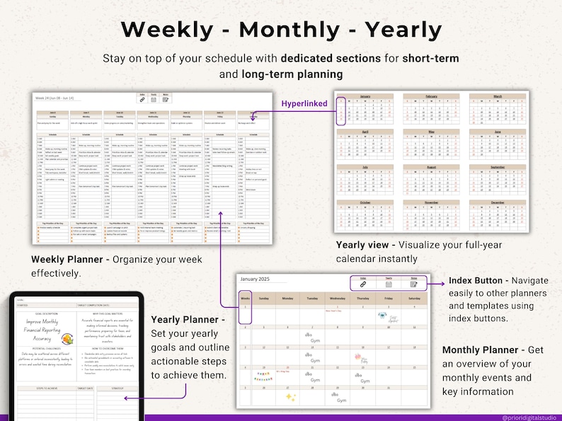 onenote digital planner for work 2026 hyperlinked weekly planner template onenote project management planner dated digital planner for professionals onenote calendar template business planner one note productivity planner 2026 onenote planner for organization