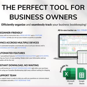 Canadian Bookkeeping Spreadsheet Small Business Bookkeeping Spreadsheet for Income and Expense, Bookkeeping Spreadsheet for Canadians, Income and Expense Business, Google Sheets Template, Excel Spreadsheet, Profit and Loss, Business Accounting, Sales Tax Tracker, Accounting Ledger Template, Business Planner