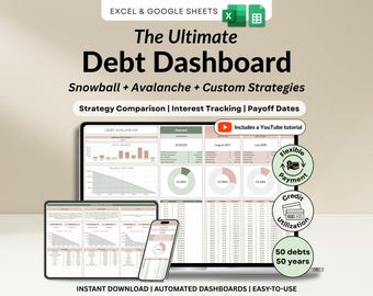 Debt Payoff Tracker Debt Snowball Excel Debt Avalanche Calculator Google Sheets Credit Card Loan Tracker Credit Card Payoff Mortgage Payment