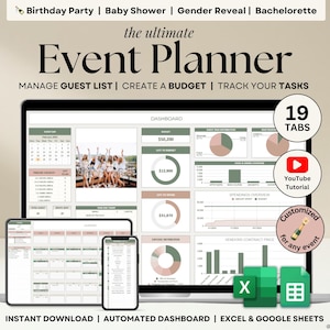 Evenementplanner Spreadsheet Feestplanning Spreadsheet Google Spreadsheets Excel Budget Tracker Organisator vrijgezellenfeest Planner babyshower