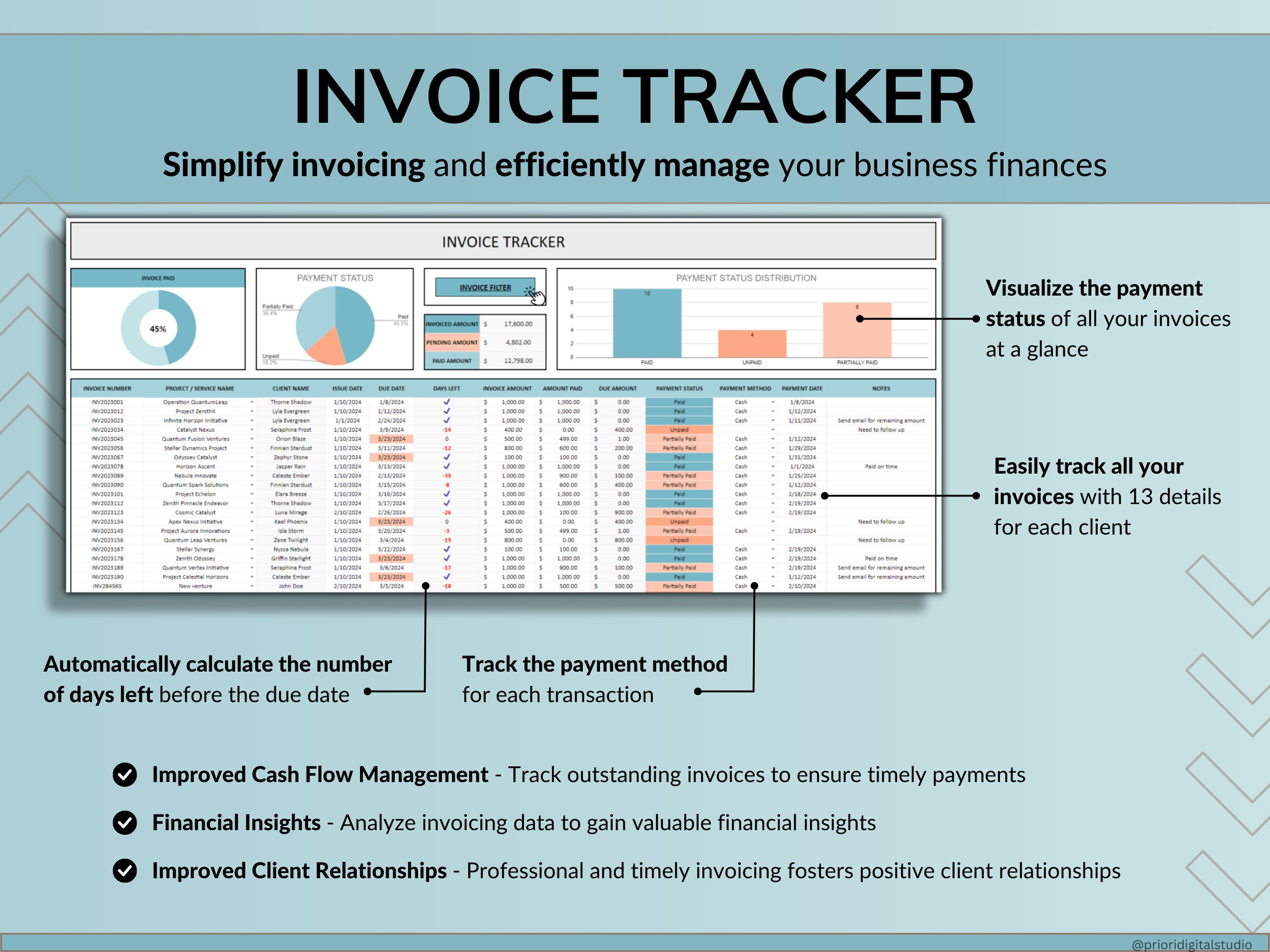 Client Tracker Spreadsheet for Small Business W/ Task Tracker Customer ...