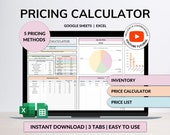 Pricing Calculator for Small Business Google Sheets Excel Business Tracker Handmade Products Pricing Template Profit Margin Pricing Guide
