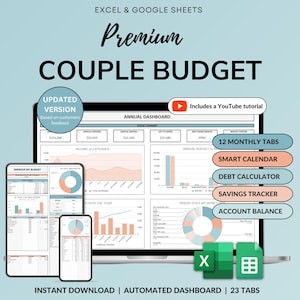 Family Annual Budget Excel Spreadsheet Google Sheets Monthly Biweekly Budget Tracker Couple Financial Planner Bill Calendar Debt Tracker