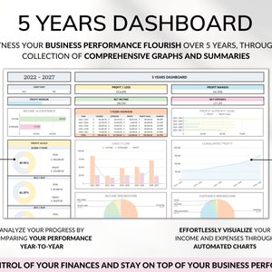 Small Business Bookkeeping Spreadsheet Google Sheets Excel Business Template Expense Bill Tracker Income Sales Tracker Accounting Template Multi Year 5 Year Dashboard
