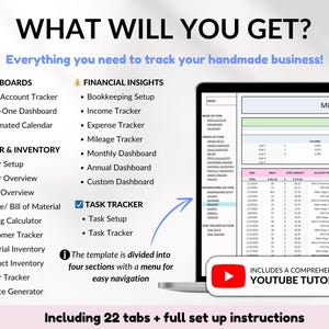 Small Business Bookkeeping Tracker Inventory Tracker Order Tracker Handmade Product Task Tracker Pricing Calculator Google Sheets Excel