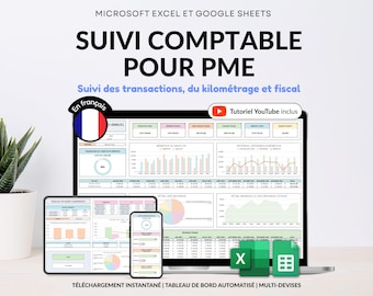 Suivi comptable pour PME Excel Suivi Revenus Dépenses Google Sheets Suivi des bénéfices Comptabilité Petite entreprise Suivi Taxe sur Ventes
