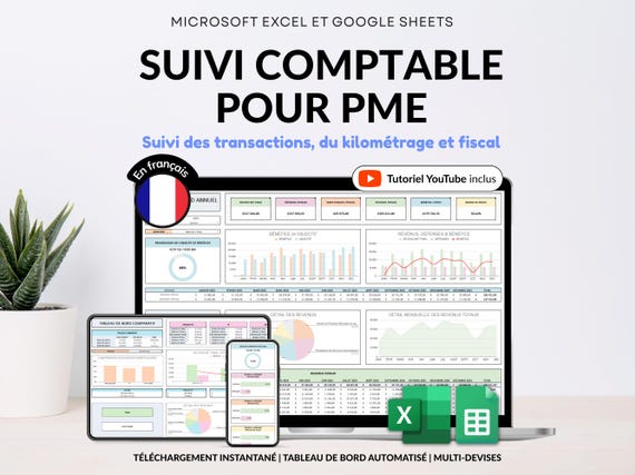 Suivi comptable pour PME Excel Suivi Revenus Dépenses Google Sheets Suivi des profits Comptabilité Petite entreprise Suivi Taxe sur Ventes