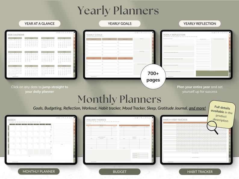 2025 2026 Digital Planner All-in-one Planner for iPad Android Goodnotes ...