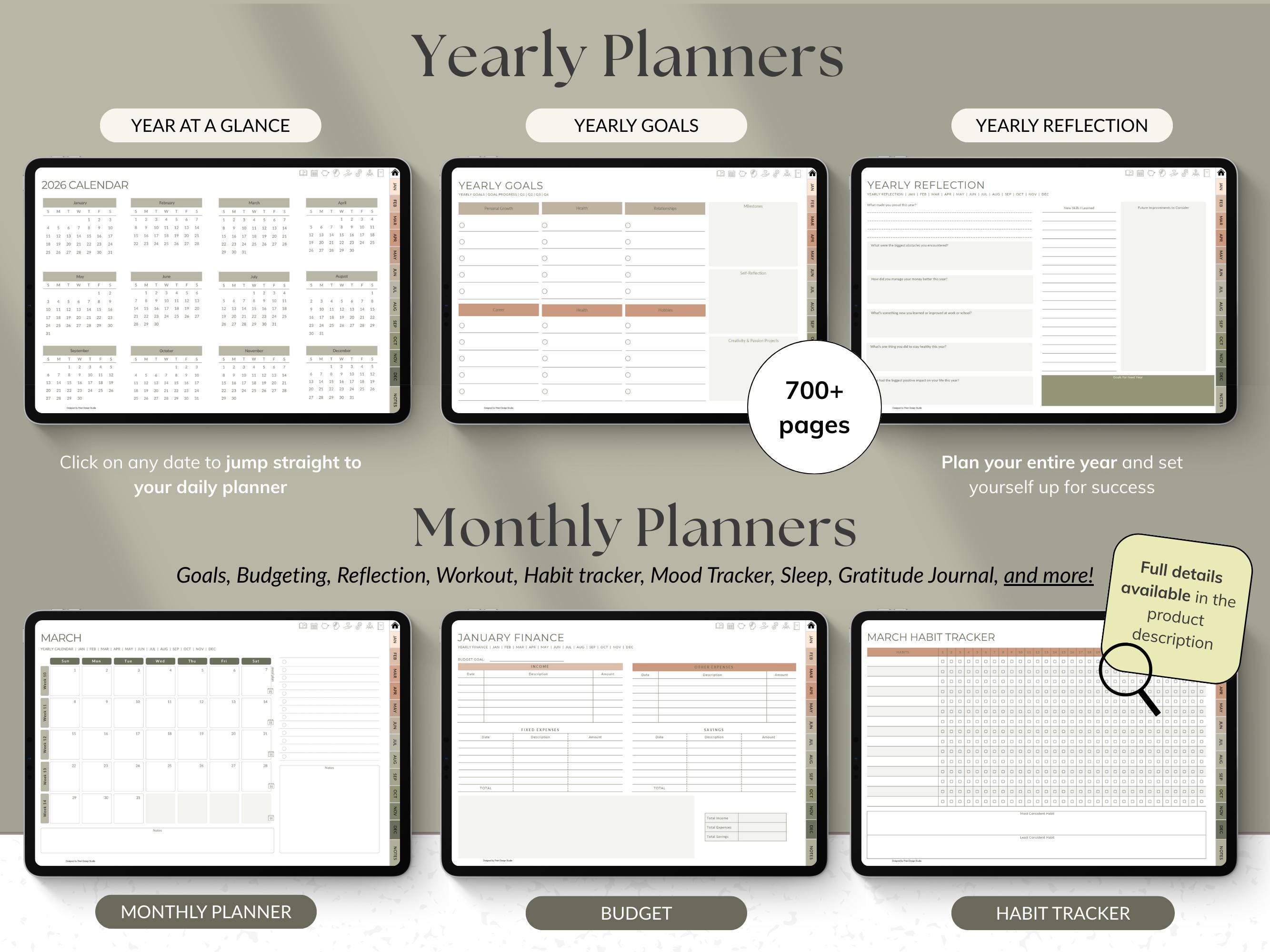 2025 2026 Digital Planner All-in-one Planner for iPad Android Goodnotes ...