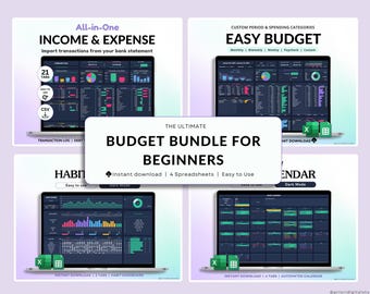 Paycheck Budget Planner Dark Mode Monthly Budget Bill Tracker Excel Spreadsheet Google Sheets Bundle Debt Payoff Tracker Savings Tracker