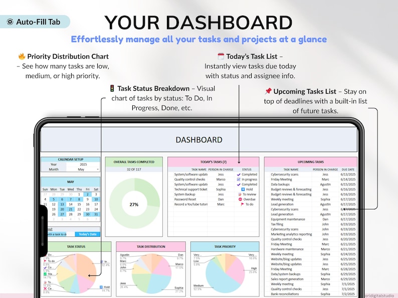 task tracker spreadsheet for Google Sheets digital to-do list and task manager template Excel daily planner for work and projects Google Sheets productivity dashboard team task tracker with priority labels project management spreadsheet for teams all-in-one task planning Google Sheet 
recurring task planner in Google Sheets weekly and monthly task overview template spreadsheet format smart task tracker for personal planning Google Sheets planner