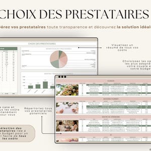 Planner de mariage numérique en français compatible Excel et Google Sheets. Suivi du budget, liste d'invités, plan de table, itinéraire, lune de miel, checklist de mariage, fiançailles, gestion des cadeaux et plus. Parfait pour planifier un mariage de A à Z. Téléchargement instantané, idéal pour les couples organisés. Outil tout-en-un pour mariage civil, religieux ou destination.