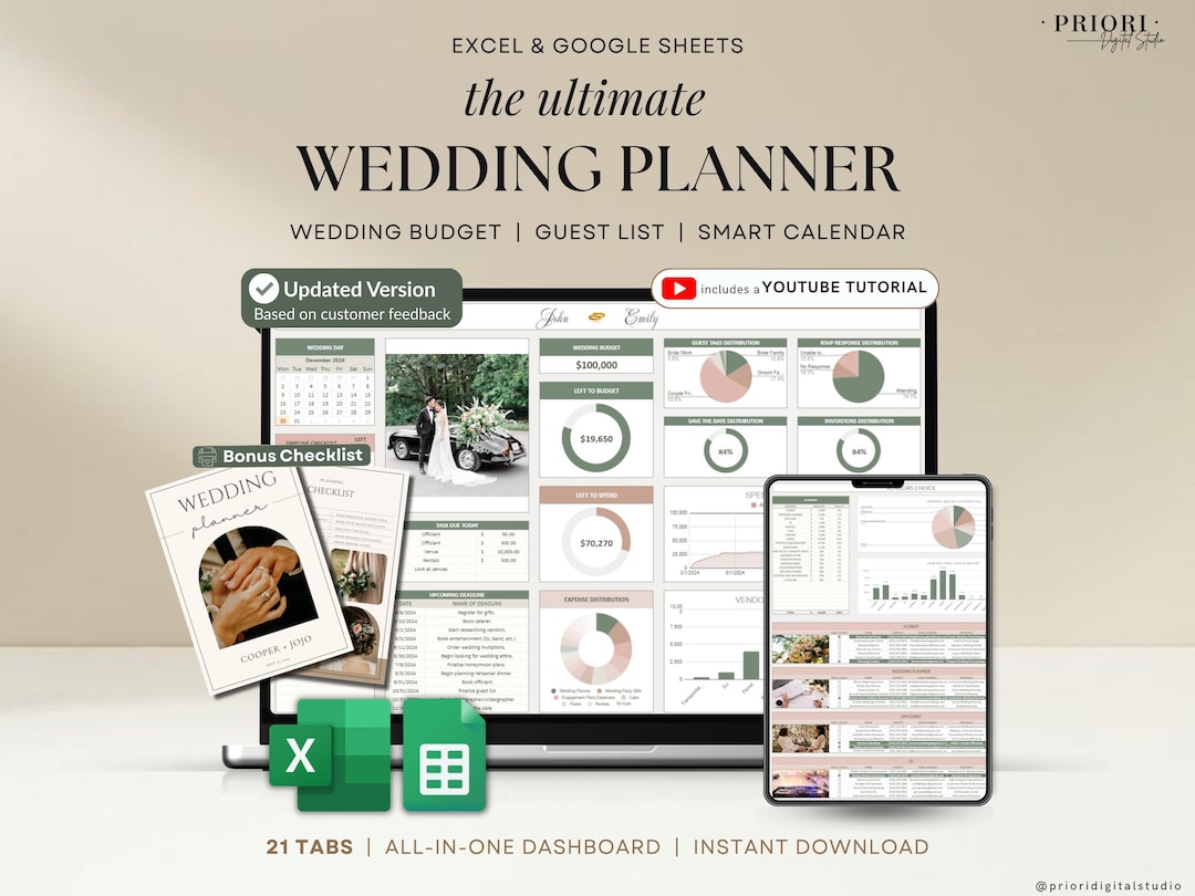 Wedding Planner Spreadsheet Wedding Budget Tracker Wedding Timeline Checklist Guest List T