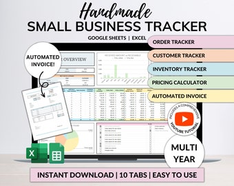 Small Business Spreadsheet Inventory Tracker Order Sales Tracker Product Handmade Pricing Calculator Client Tracker Google Sheets Excel