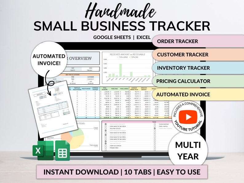 Small Business Spreadsheet Inventory Tracker Order Sales Tracker Product Handmade Pricing Calculator Client Tracker Google Sheets Excel