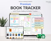 Book Tracker & Reading List Planner Google Sheets Excel Reading Tracker Book Review Spreadsheet Template Book Journal Gift for Book Lover