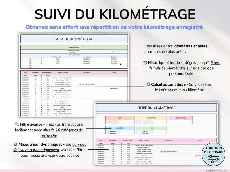 Tableur de comptabilité pour petites entreprises, modèle Excel et Google Sheets pour suivi des revenus, dépenses, profits, taxes et kilométrage. Planificateur financier intelligent, tableau de bord mensuel, trimestriel et annuel, suivi des transactions récurrentes. Idéal pour PME et entrepreneurs, gestion facile et efficace de la comptabilité, suivi des finances, modèle numérique tout-en-un pour petites entreprises et business.
