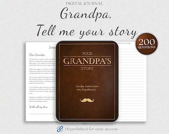 Digitaal dagboek Grandpa's Story: begeleid geheugenboek met 200 prompts (directe download)