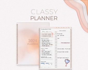 2024 Digital Planner, Dated Planner for iPad & Tablets, Compatible with Good Notes, Notion, and Notability, Pink Modern Daily Planner