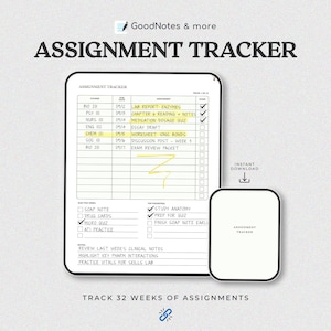 Outil de suivi des devoirs pour les étudiants - Agenda académique hebdomadaire pour GoodNotes (téléchargement instantané)
