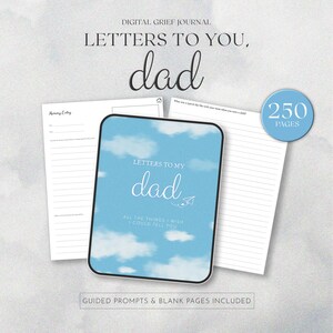 Cartas a mi papá en el cielo: Diario digital de duelo - Regalo de condolencias por la pérdida de un padre - 250 páginas de sugerencias de sanación - Descarga instantánea