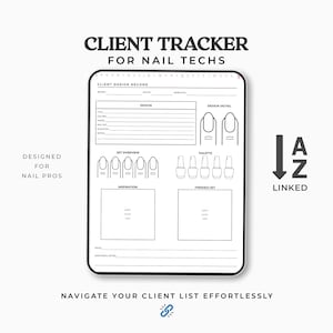 Nail Tech Client Tracker: A-Z Index with Client Profiles and Design Pages