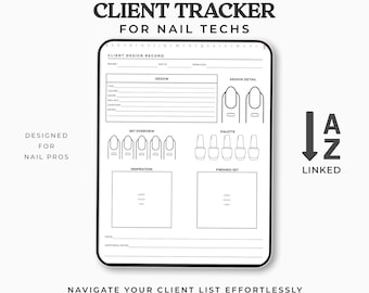 Nail Tech Client Tracker: A-Z Index with Client Profiles and Design Pages